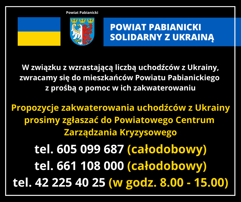 Plakat zachęcający do udzielenia pomocy przy zakwaterowaniu uchodźców z Ukrainy