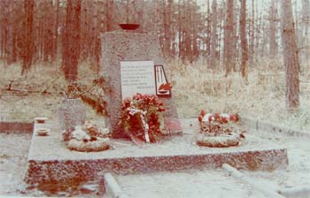  Powyższe zdjęcie przedstawia obelisk z tablicą upamiętniającą śmierć z rąk hitlerowskiego okupanta w 1939 r. dwaj Polacy o nie ustalonych nazwiskach.