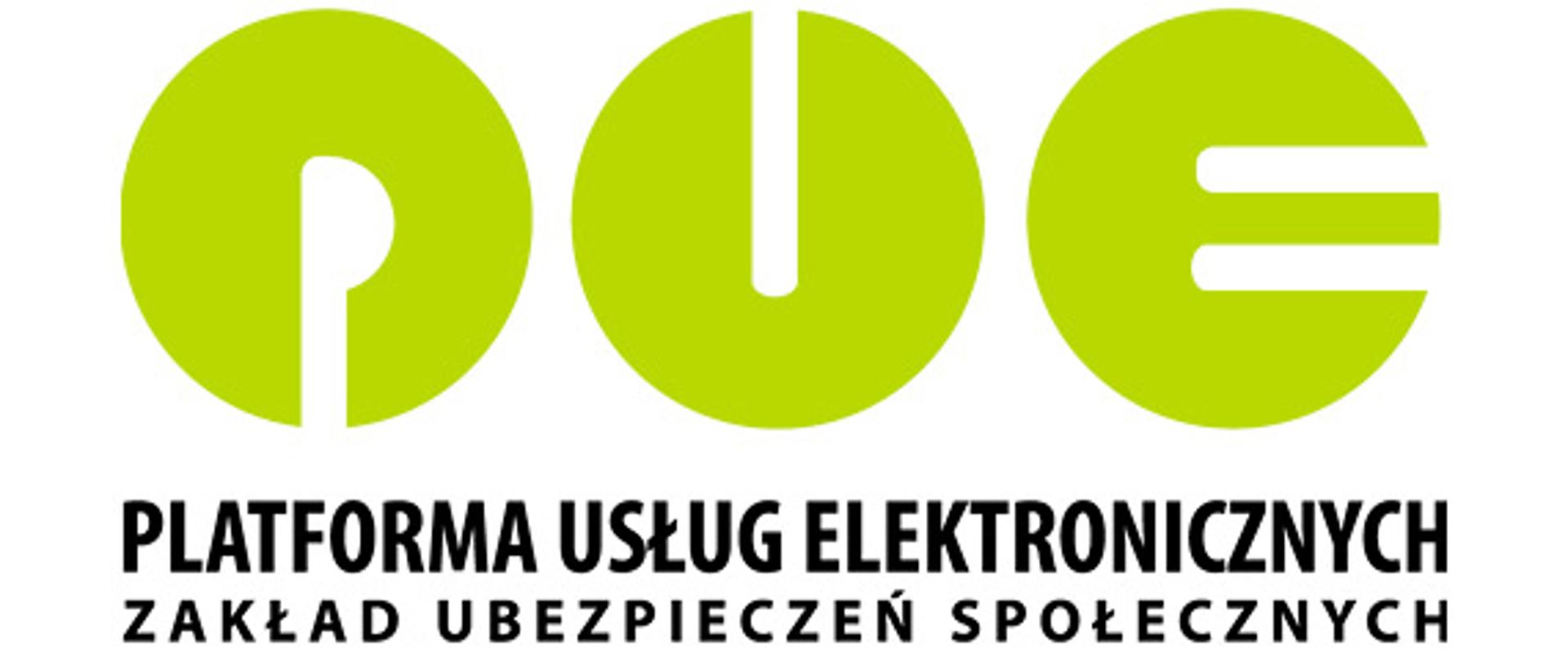 Logo oraz napis "Platforma usług elektronicznych - zakład ubezpieczeń społecznych"