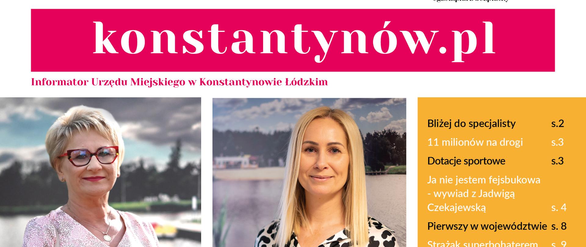 Okładka Informatora "konstantynów.pl". Cztery zdjęcia kobiet zapowiadające artykuł w środku gazety, spis treści