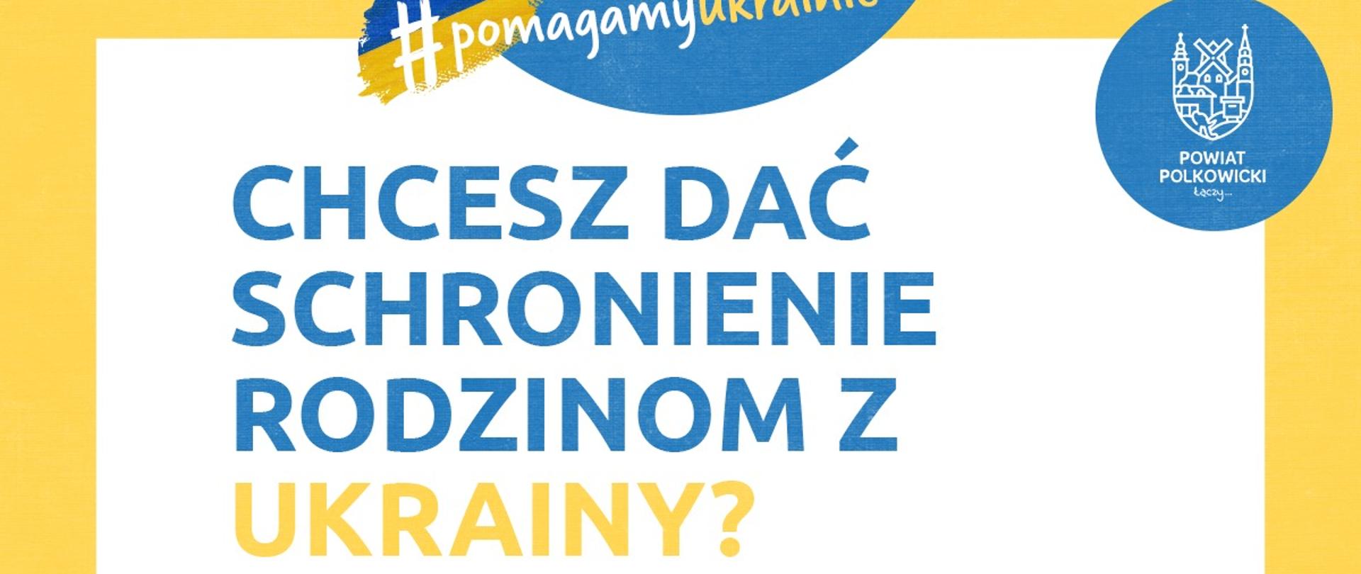 Plakat z numerem telefonu oraz adresem e-mail, gdzie chętne osoby mogą zgłaszać chęć pomocy mieszkańcom Ukrainy