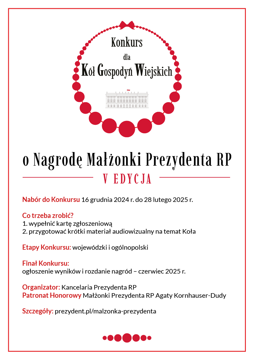 V edycja Konkursu dla Kół Gospodyń Wiejskich o Nagrodę Małżonki Prezydenta Rzeczypospolitej Polskiej