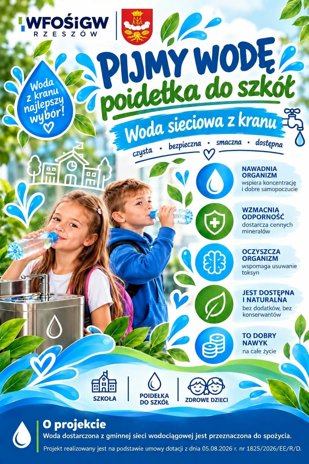Gmina Chłopice realizuje projekt „Pijmy wodę! – Poidełka dla szkół”