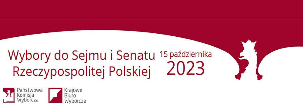 Baner z napisem wybory do Sejmu i Senatu Rzeczypospolitej Polskiej 2023