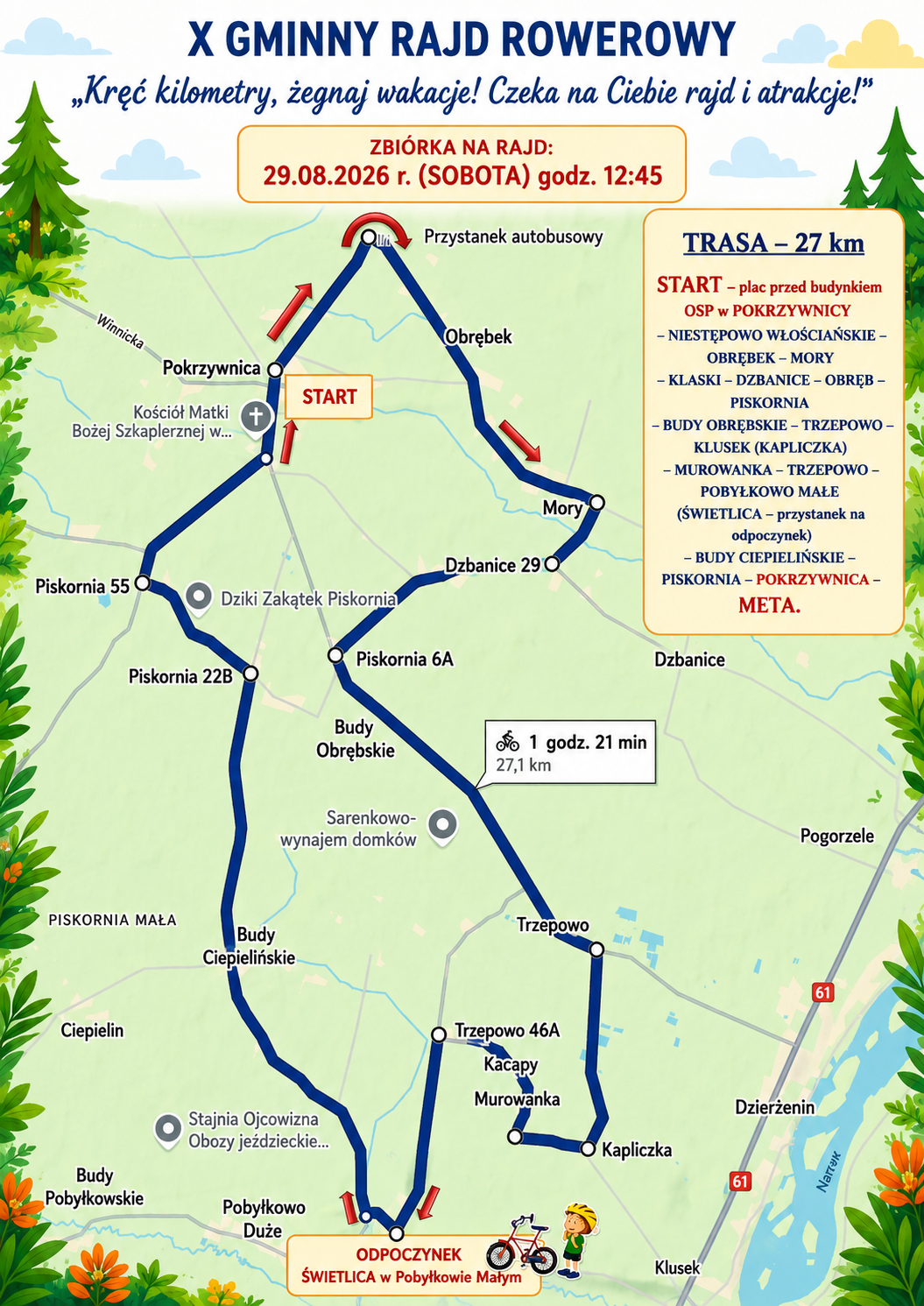 X Gminny Rajd Rowerowy - TRASA