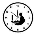  zegar z osobą przed komputerem - symbolizuje godziny pracy