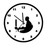 zegar z osobą przed komputerem - symbolizuje godziny pracy