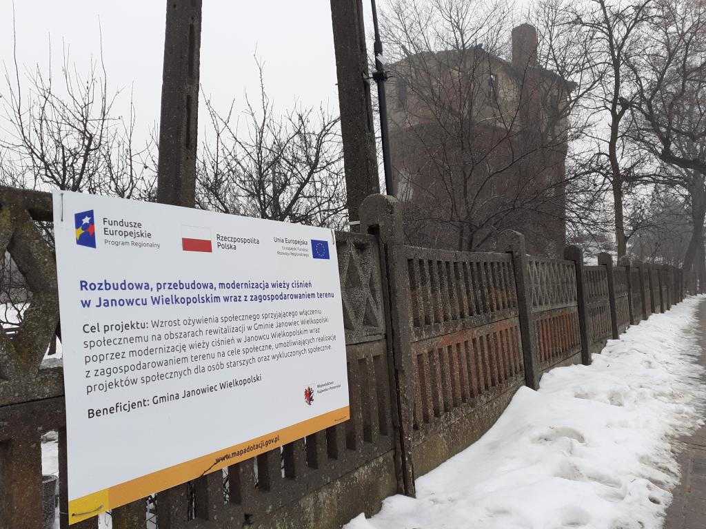 Rozbudowa, przebudowa, modernizacja wieży ciśnień w Janowcu Wielkopolskim wraz z zagospodarowaniem terenu - Stan na dzień: 17.02.2021 r.