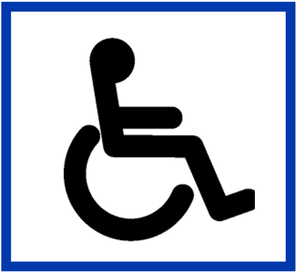 Człowiek na wózku -symbol oznaczający osobę niepełnosprawną