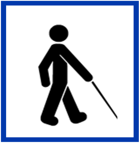 Człowiek z laską - piktogram oznaczający osobę niewidomą