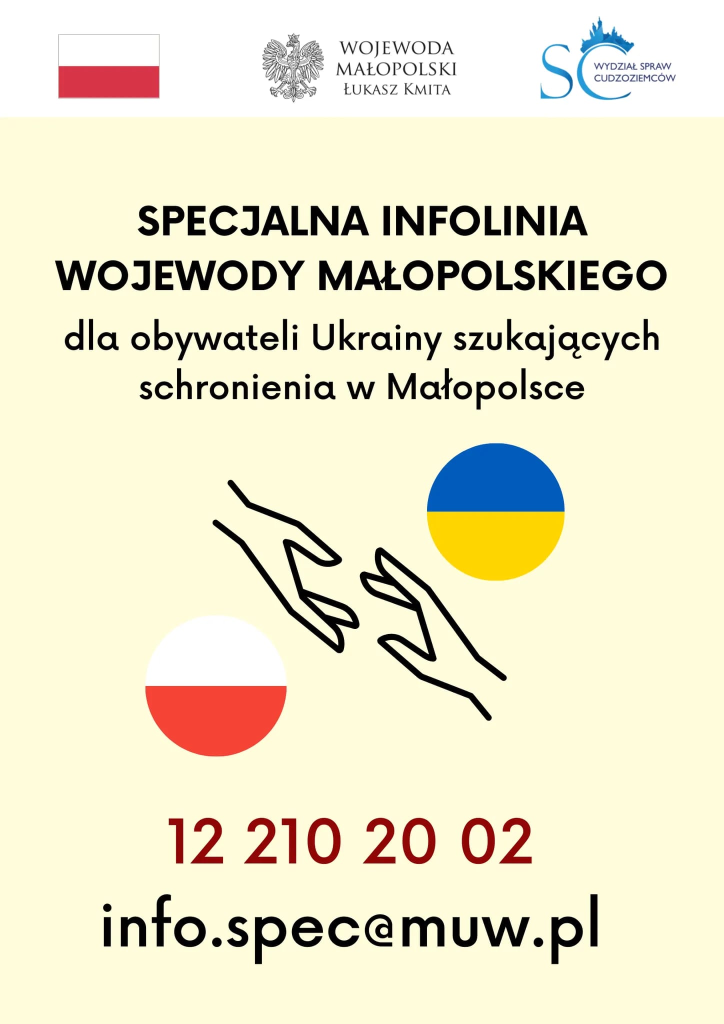 Plakat specjalna infolinia w języku polskim