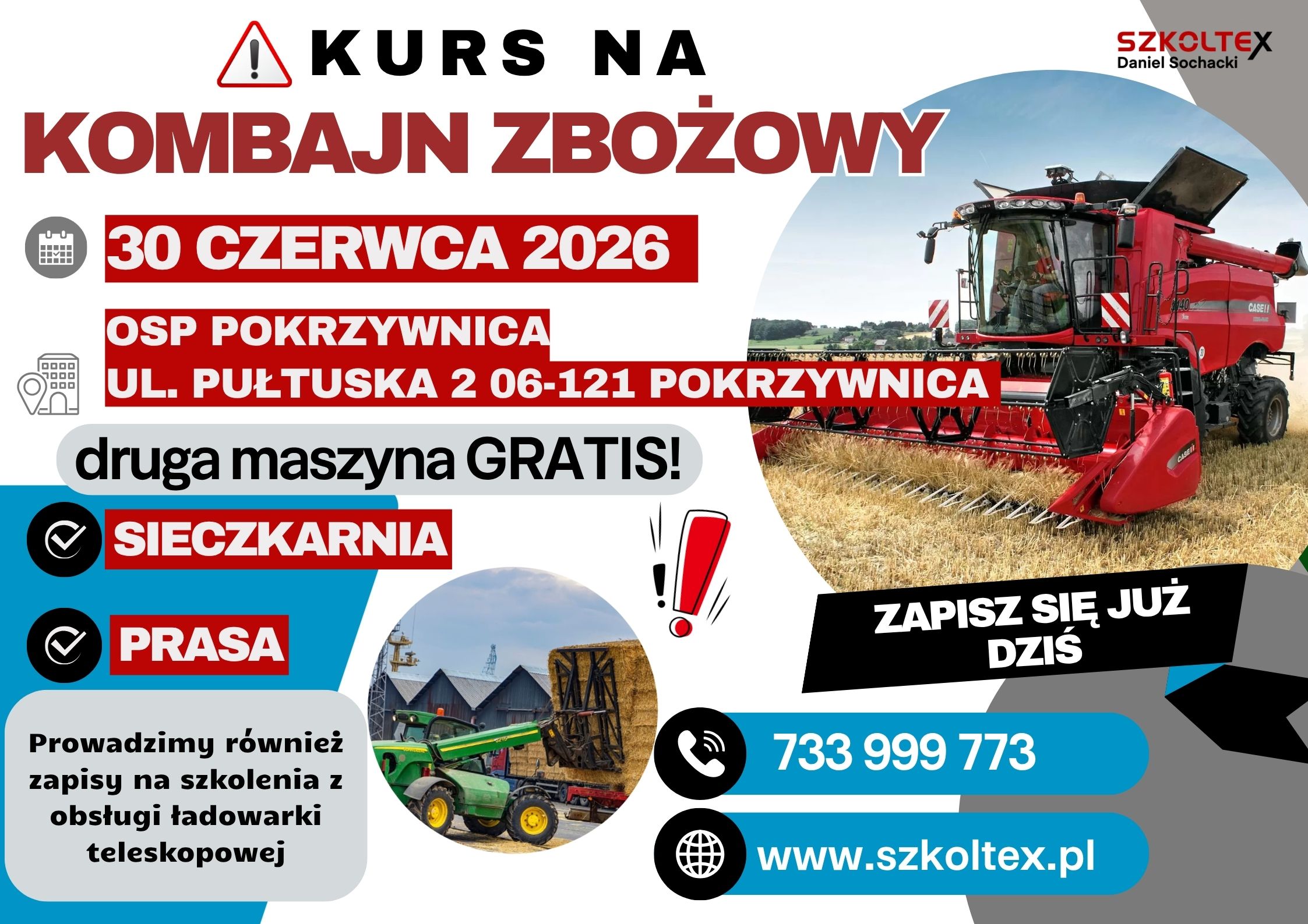 Szkolenie z obsługi maszyn żniwnych i ładowarek teleskopowych