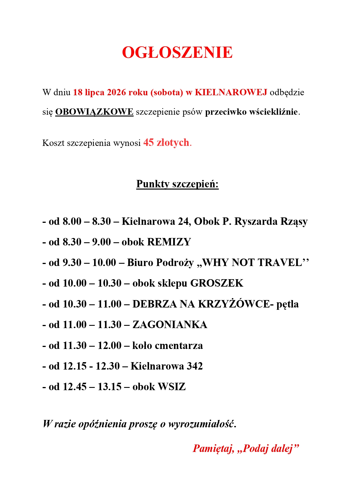 Szczepienie psów przeciwko wściekliźnie