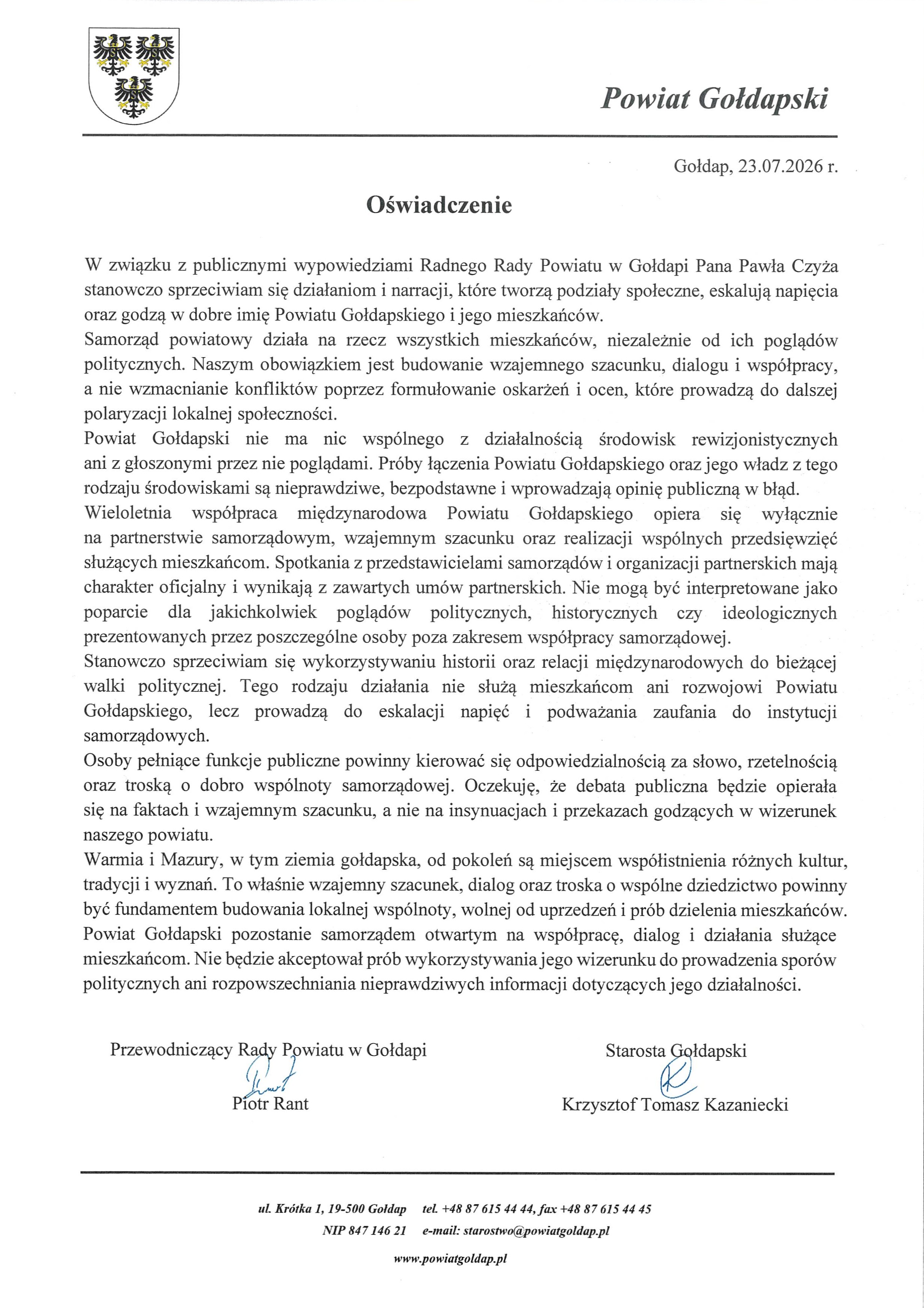 Oświadczenie