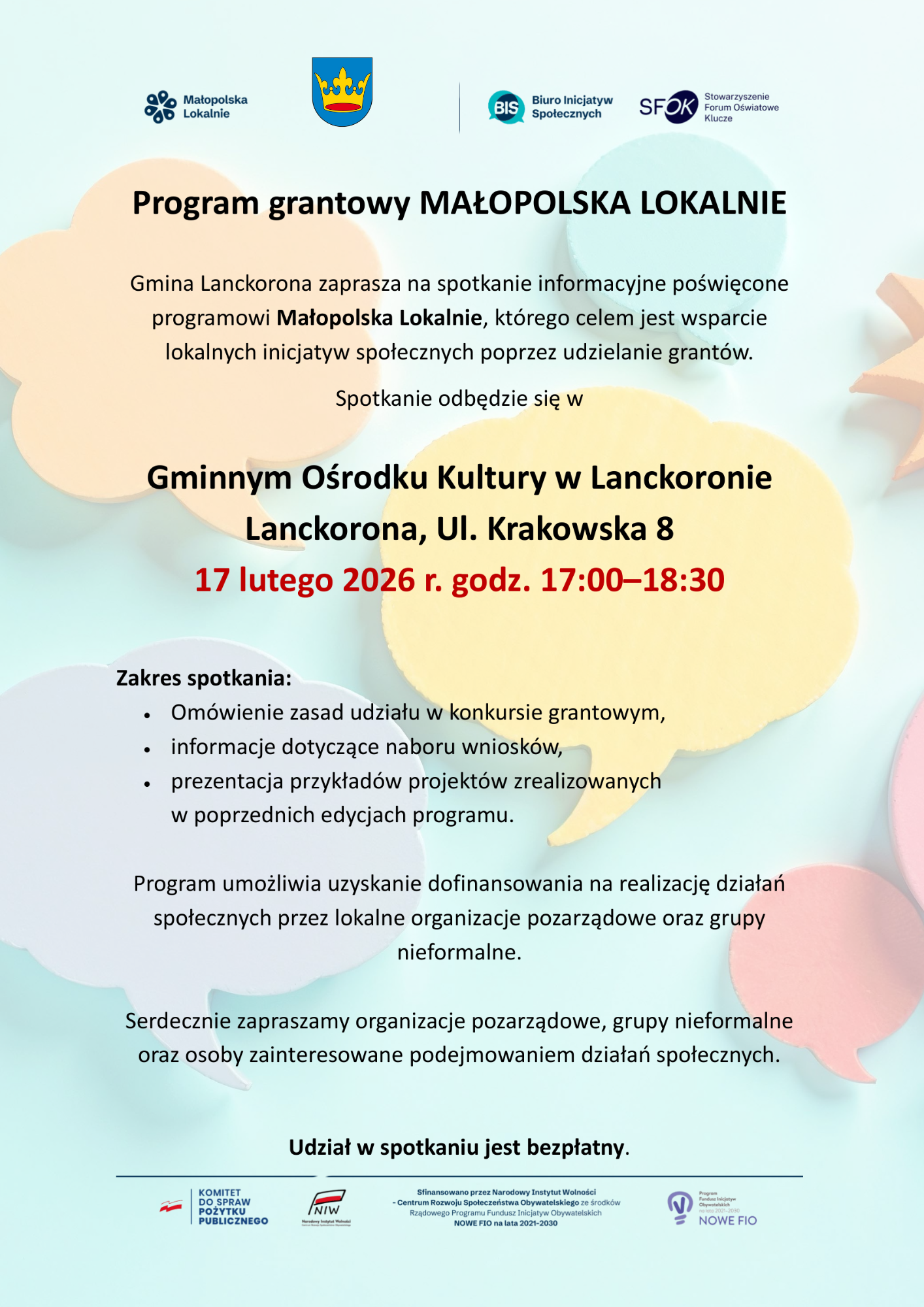 Program grantowy MAŁOPOLSKA LOKALNIE