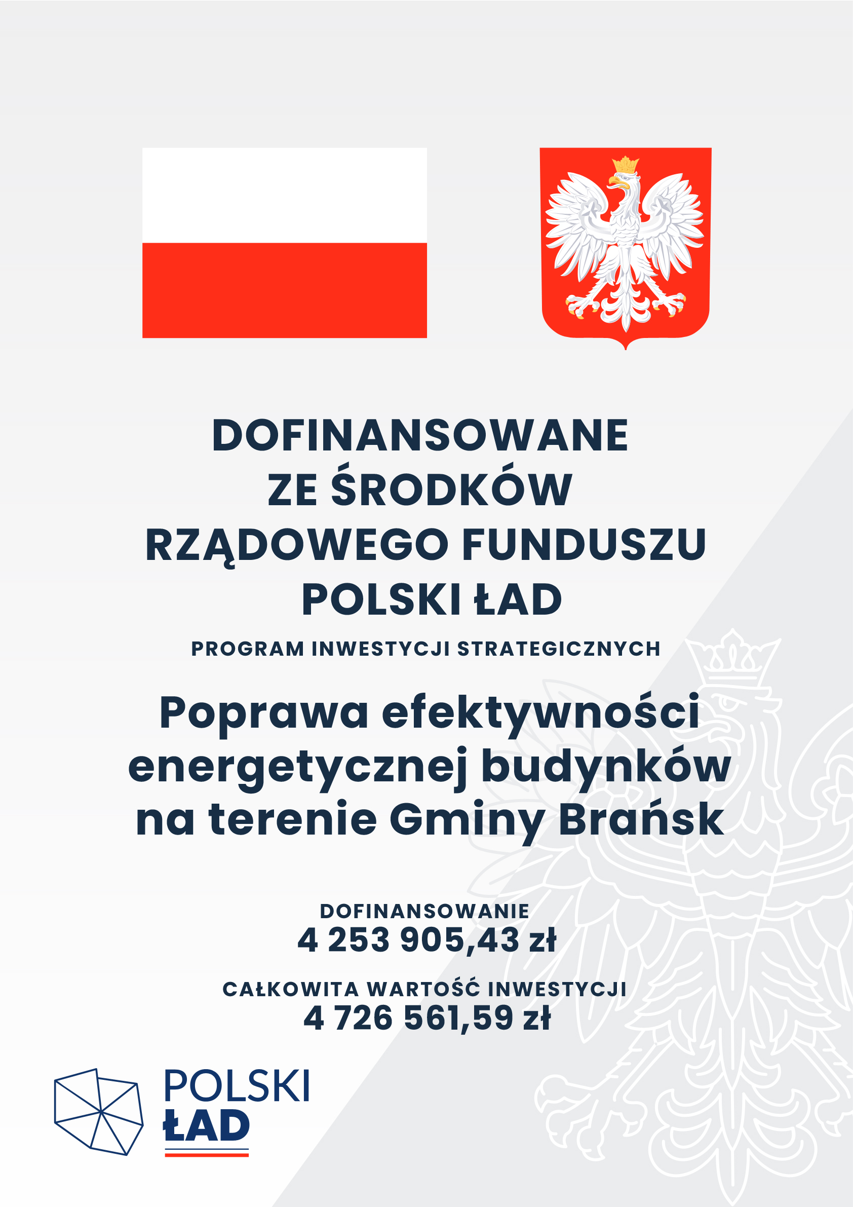 Plakat projektu Poprawa efektywności energetycznej budynków na terenie Gminy Brańsk