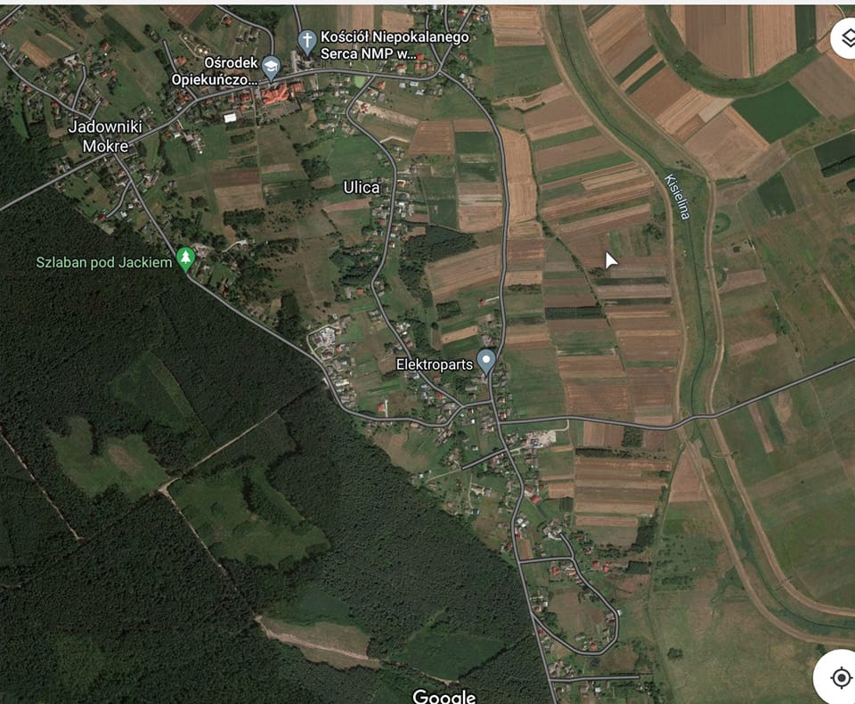 zdjęcie przedstawia rzut mapy google prezentującej przebieg budowy sieci kanalizacji