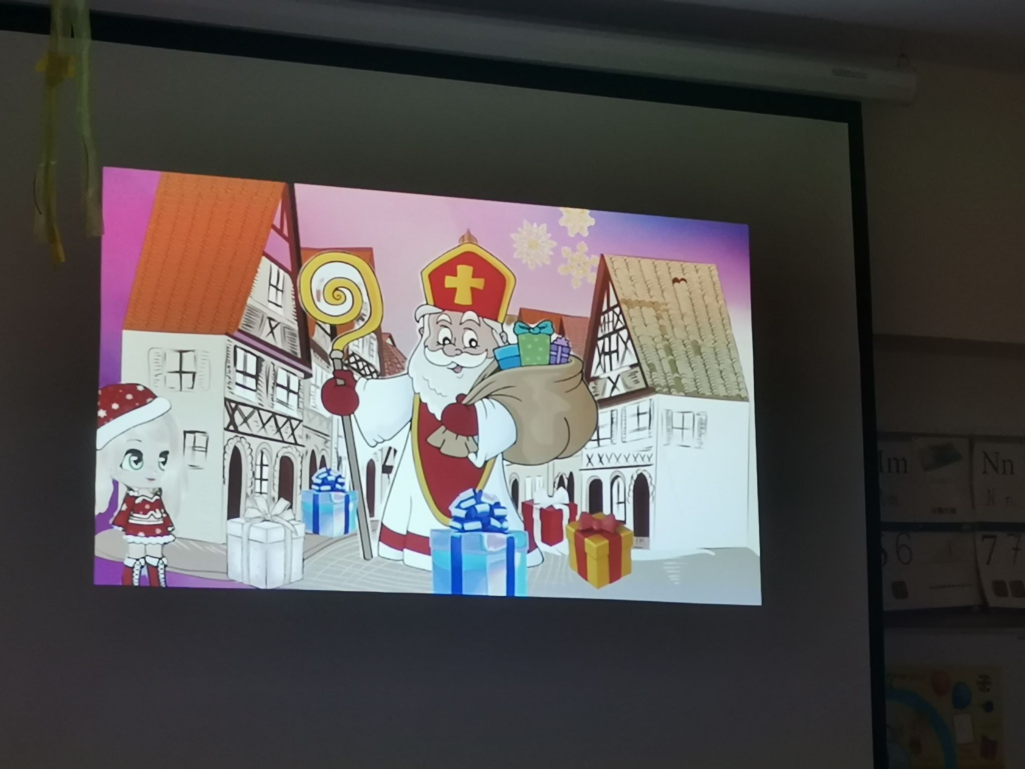 Obrazek św. Mikołaja wyświetlany na ekranie