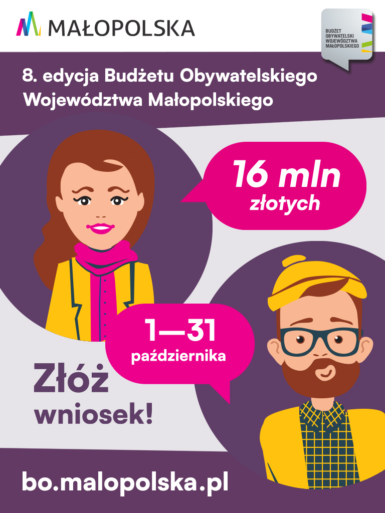 Plakat ósmej edycji Budżetu Obywatelskiego Województwa Małopolskiego