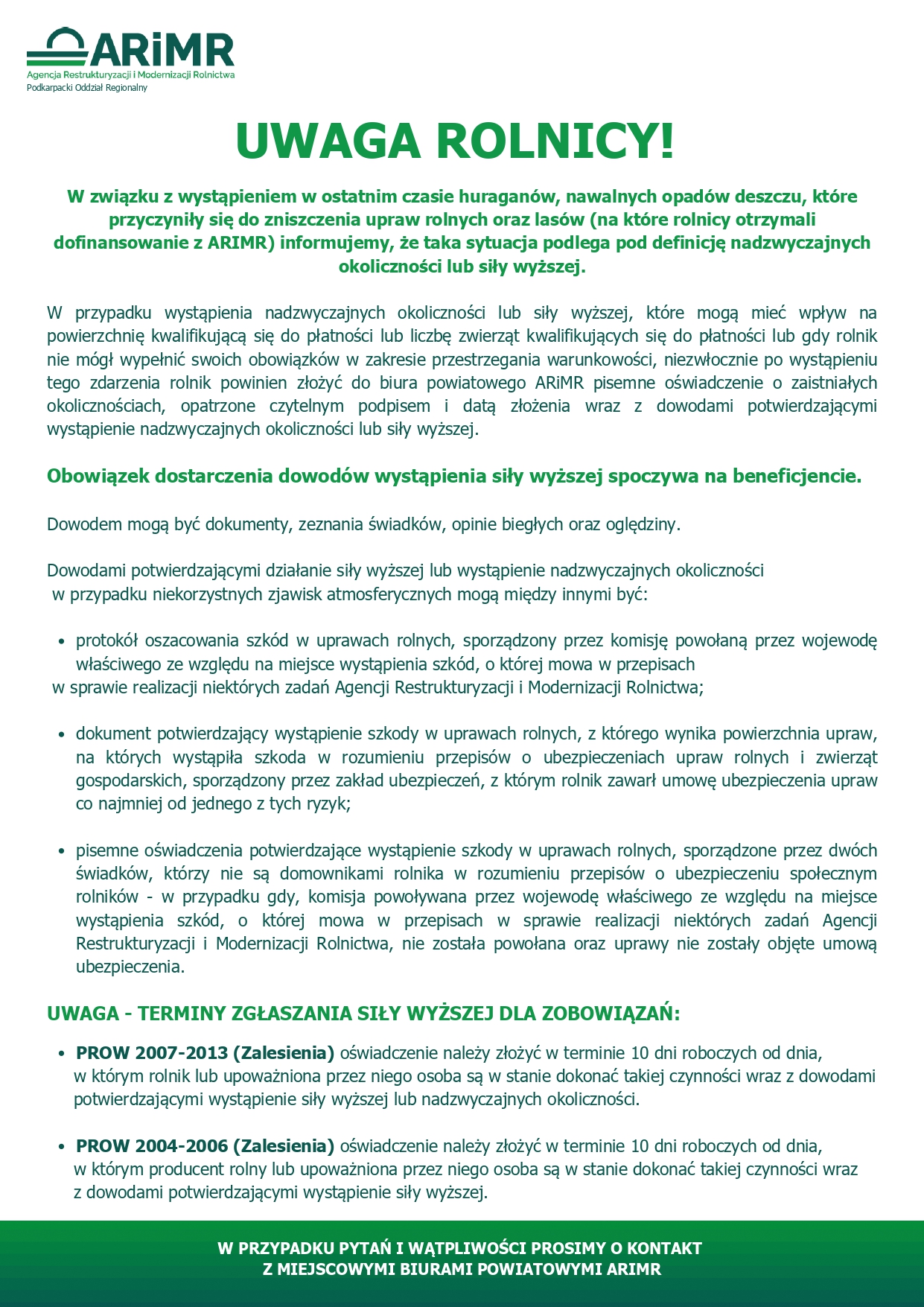 Informacja ARiMR dot. zniszenia upraw i lasów po nawałnicach