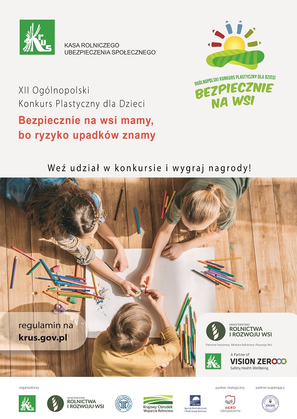 Plakat informacyjny konkursu dla dzieci z KRUS