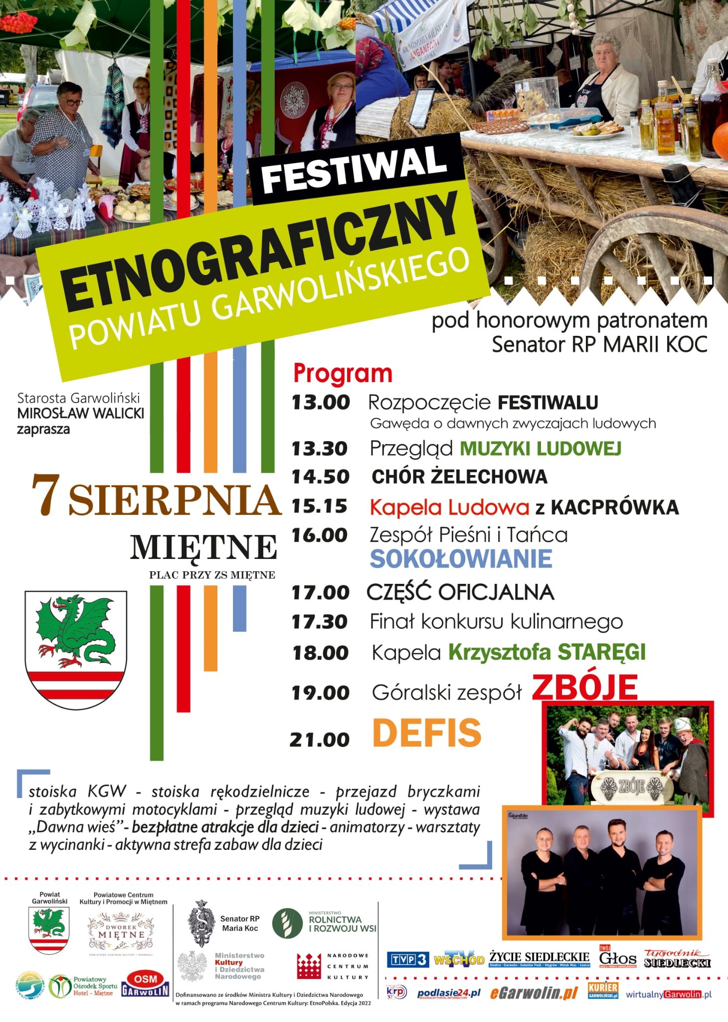 Plakat - Festiwal Etnograficzny, 7 sierpnia 2022 r. Miętne