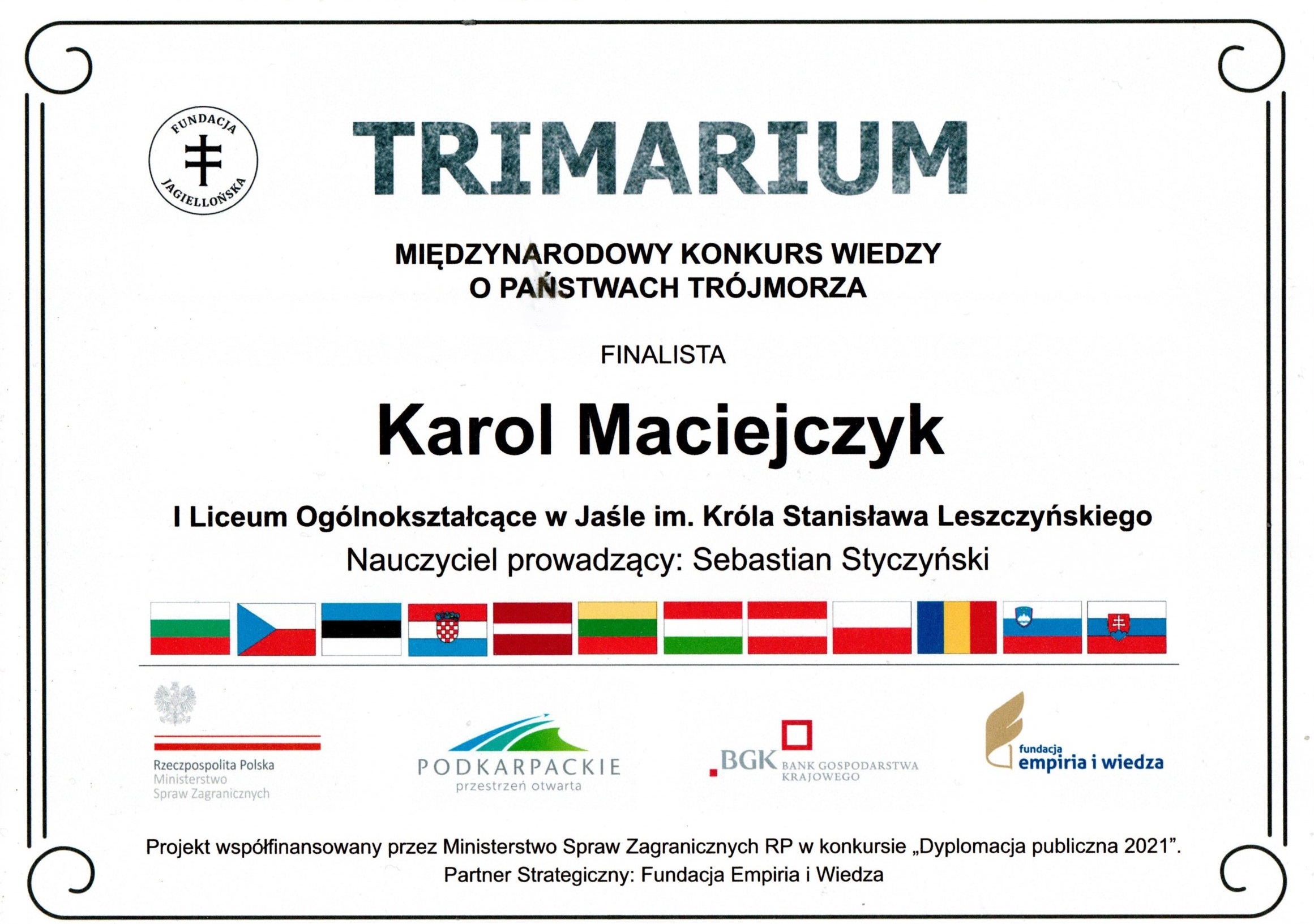Dyplom Karola Maciejczyka