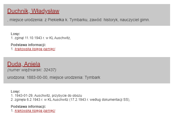 Lista poległych w Auschwitz nr 2