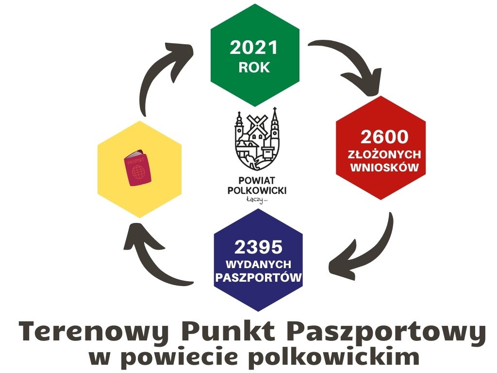 Grafika pokazuje statystyki odnośnie wydanych paszportów w 2021 roku w powiecie polkowickim 