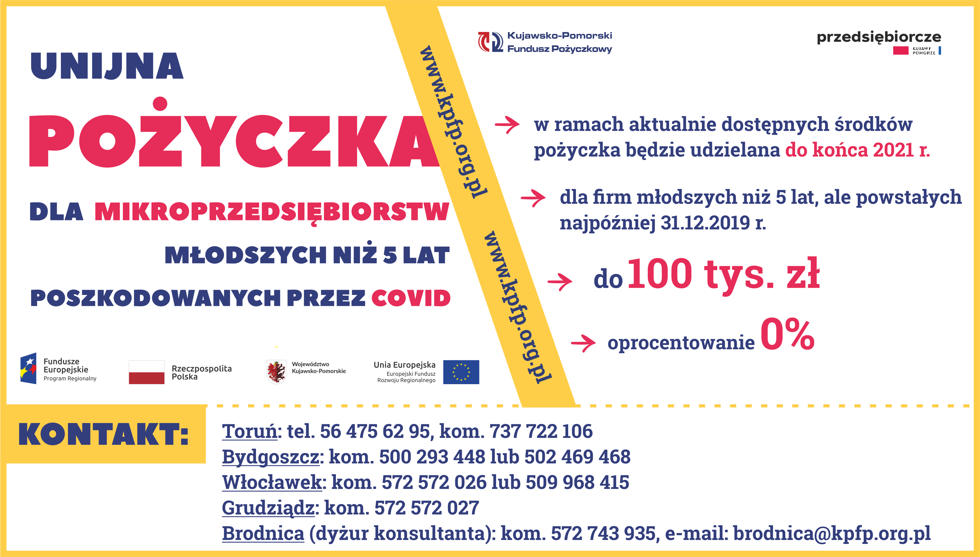 Informacja o unijnej pożyczce 0% dla firm z województwa kujawsko-pomorskiego - www.kpfp.org.pl