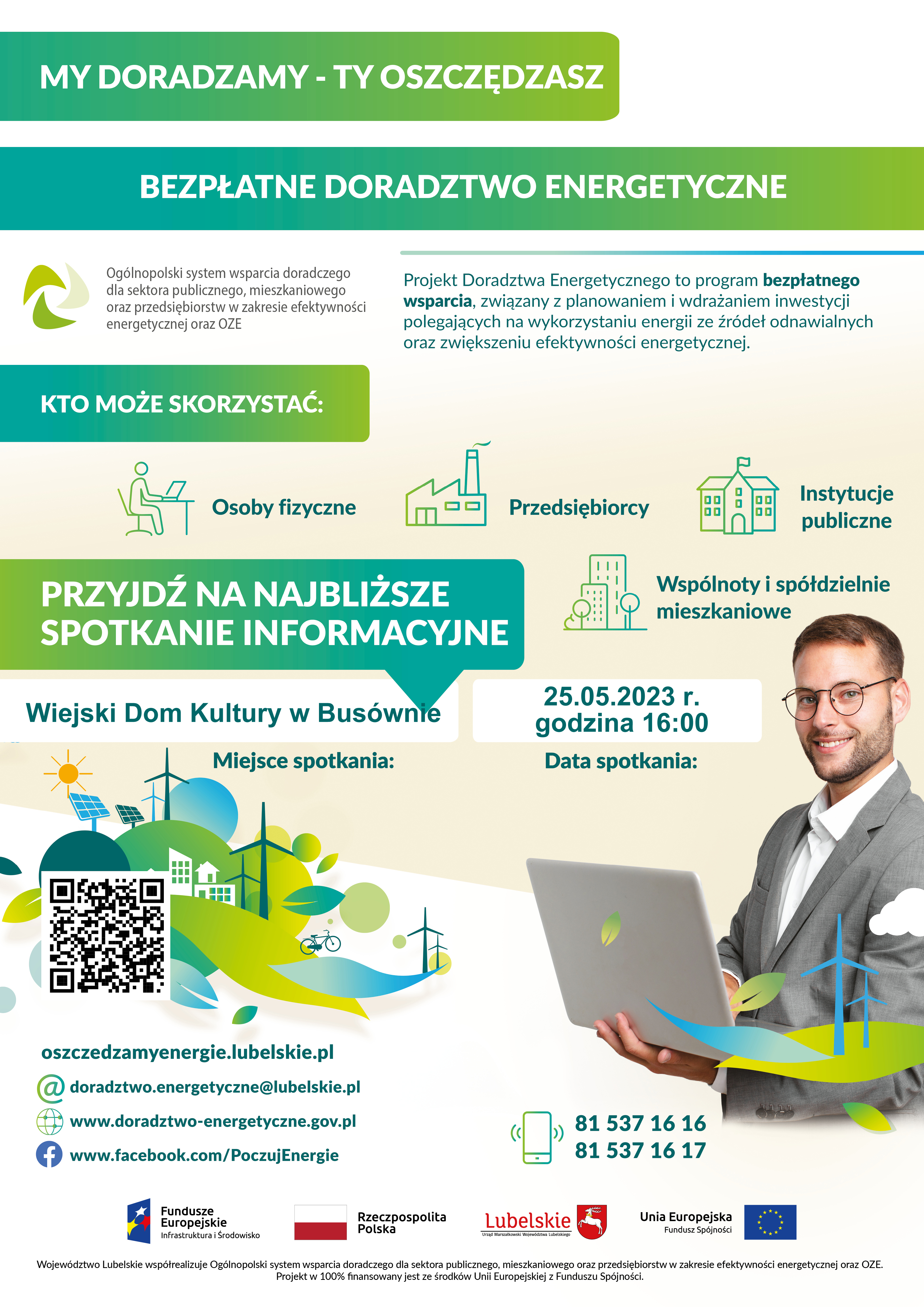 Plakat informacyjny Bezpłatne doradztwo energetyczne