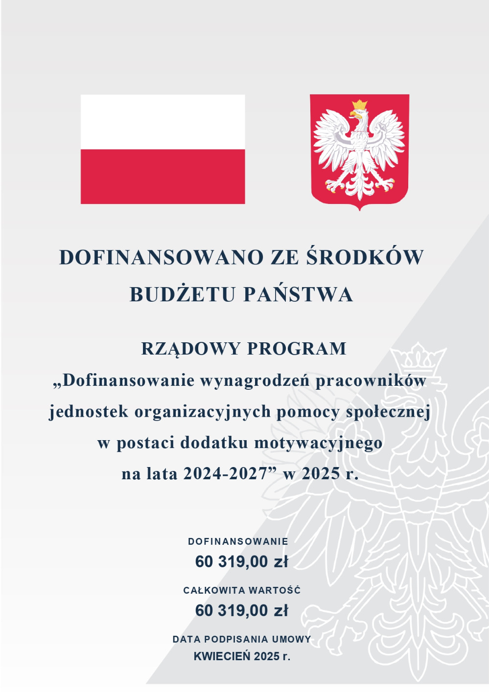 Plakat informacyjny- wynagrodzeń pracowników jednostek organizacyjnych pomocy społecznej