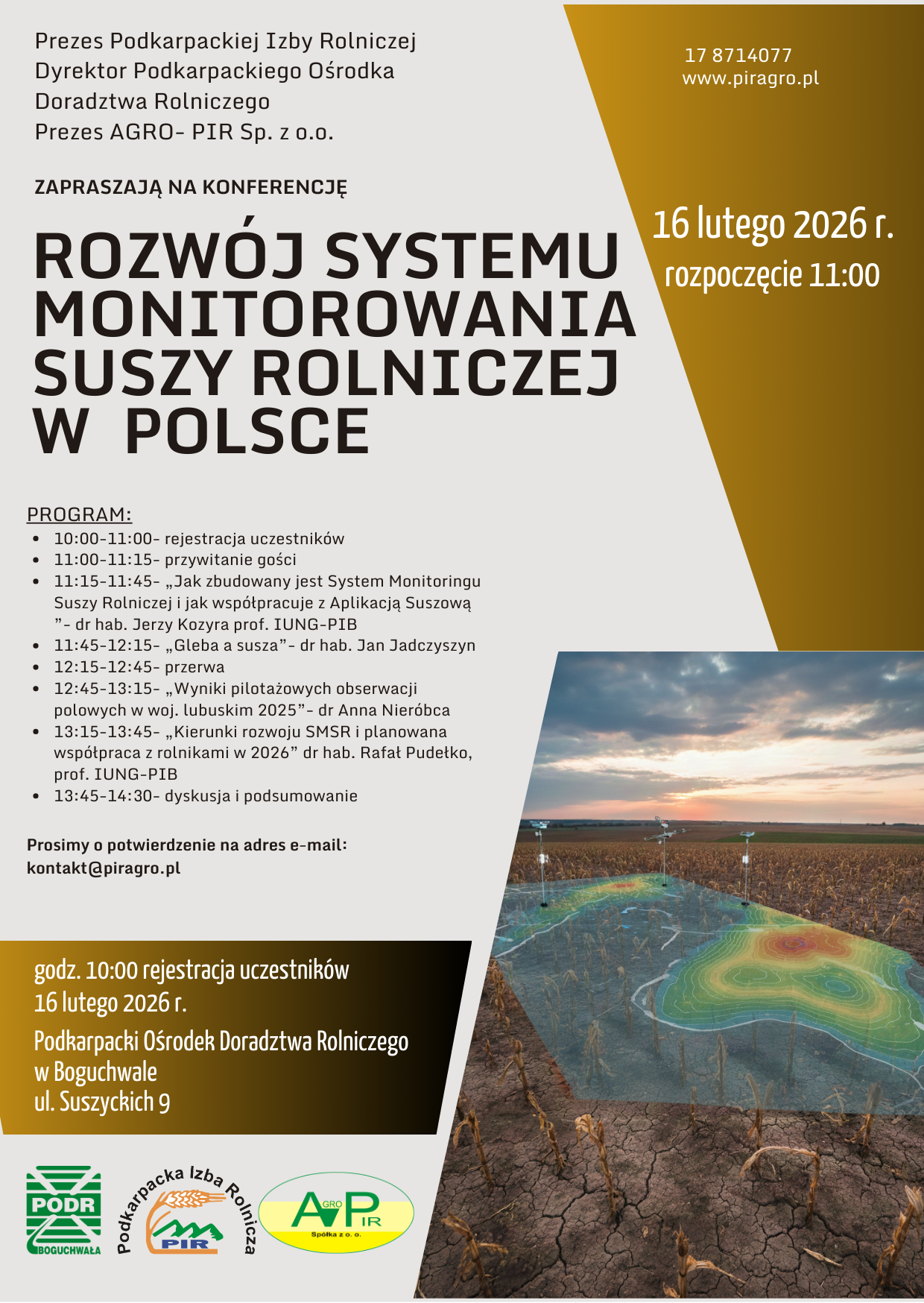 Zaproszenie na konferencję pn. "Rozwój systemu monitorowania suszy rolniczej w Polsce"