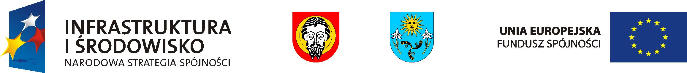 Grafika z logotypami programu operacyjnego Infrastruktura i Środowisko, herbu gminy Dobczyce i Siepraw oraz Unii Europejskiej 