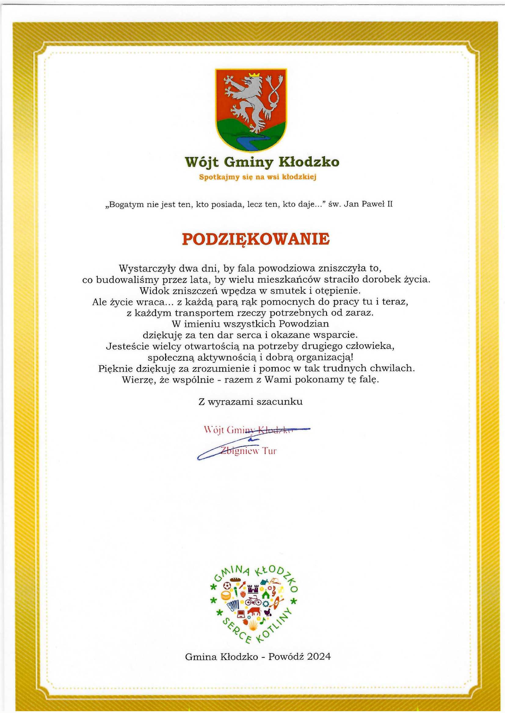 podziękowanie 