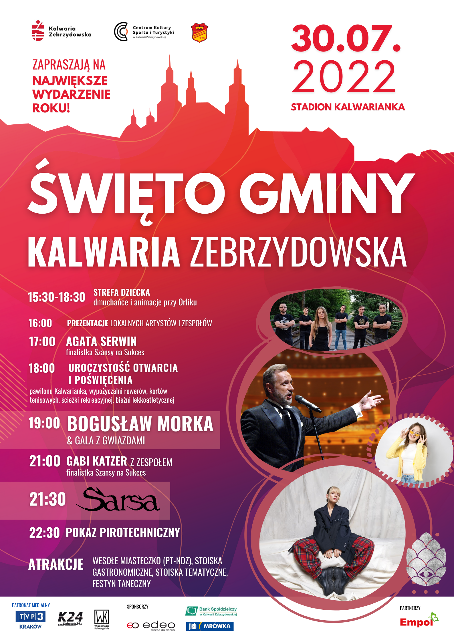 Plakat informujący - Święto Gminy Kalwaria Zebrzydowska. 