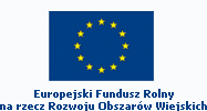 Flaga Unii Europejskiej wraz z podpisem Europejski Fundusz Rolny na rzecz Rozwoju Obszarów Wiejskich