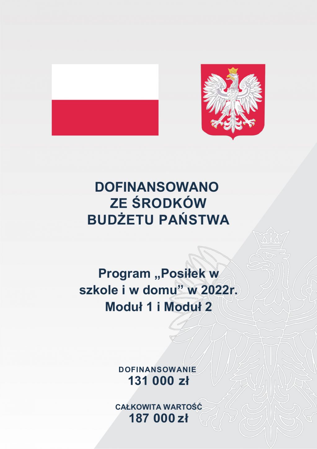 DOFINANSOWANO ZE ŚRODKÓW BUDŻETU PAŃSTWA