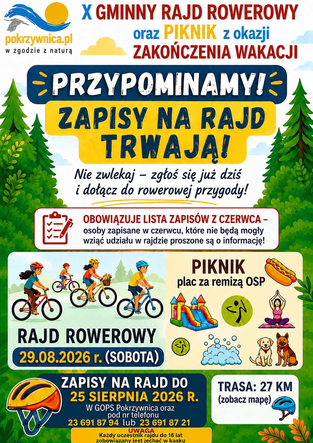 PRZYPOMINAMY O ZAPISACH NA RAJD ROWEROWY