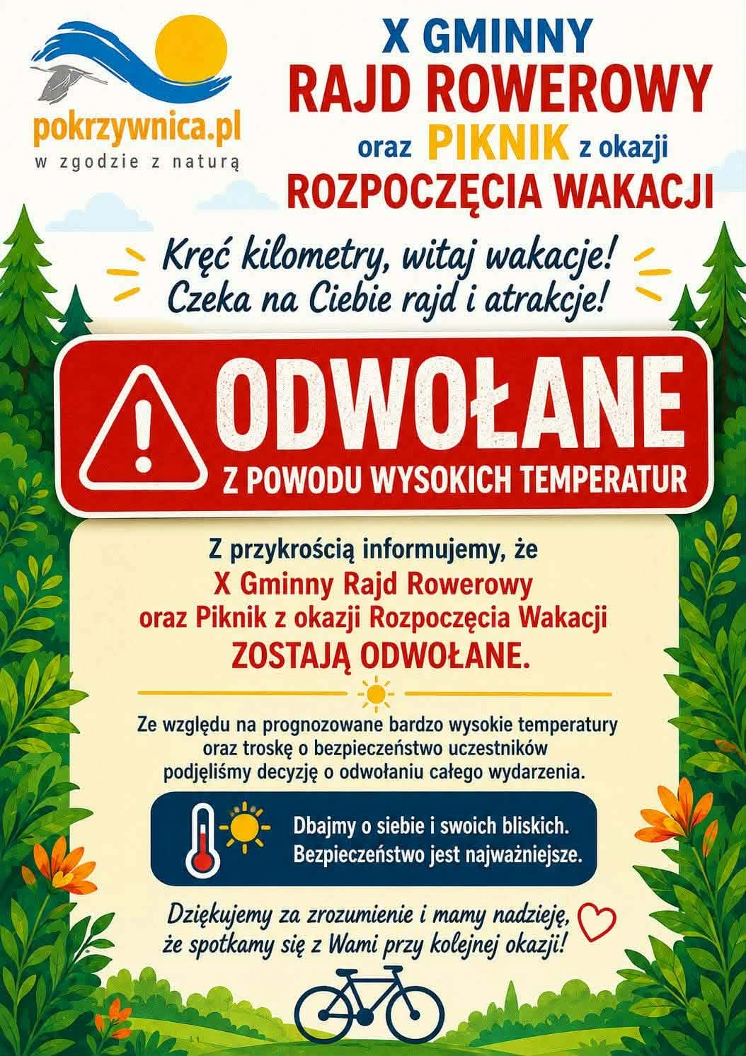 Odwołany rajd rowerowy