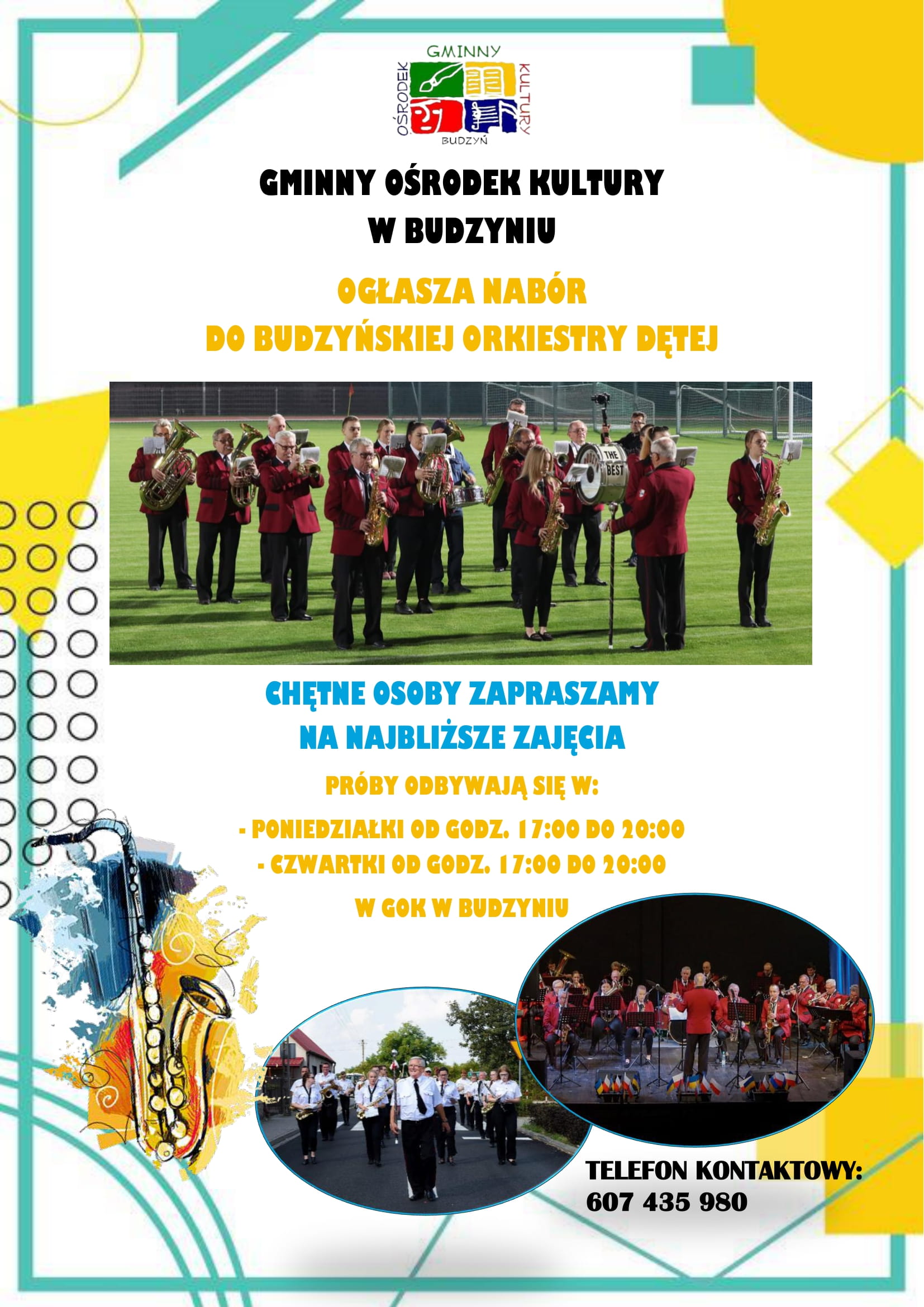 Plakat zachęcający do wstąpienia do Budzyńskiej Orkiestry Dętej