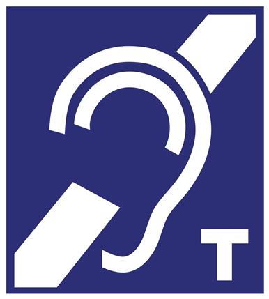 Pliktogram pętli indukcyjnej: znak ucha i literka T