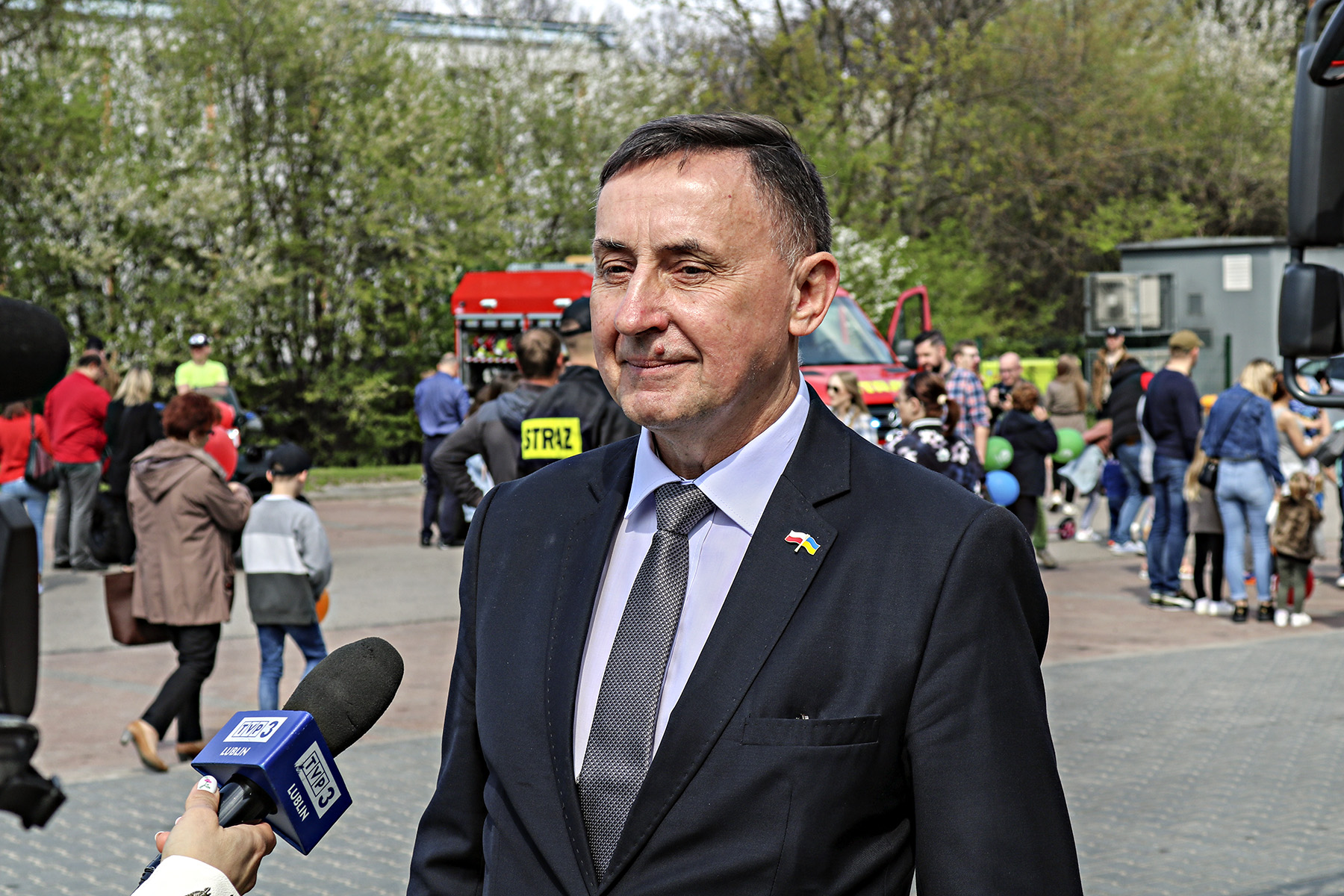 Poseł na Sejm RP Kazimierz Choma udziela wywiadu TVP 3 Lublin.