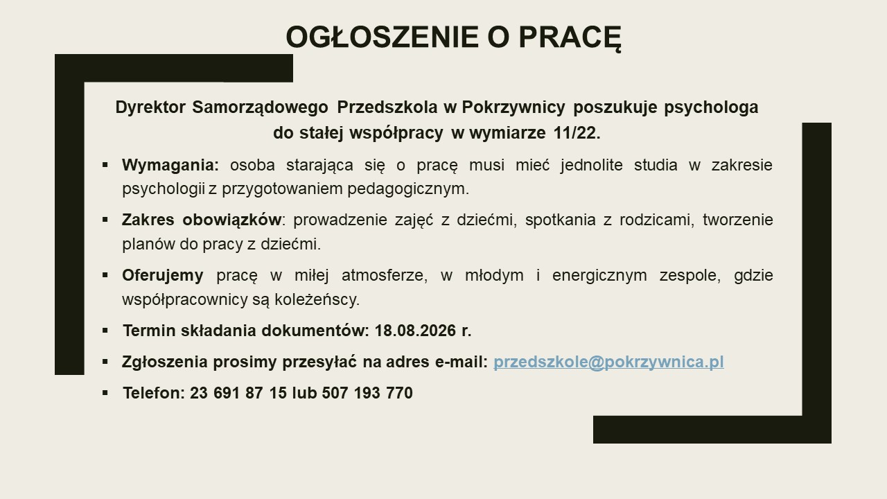 Ogłoszenie o pracę
