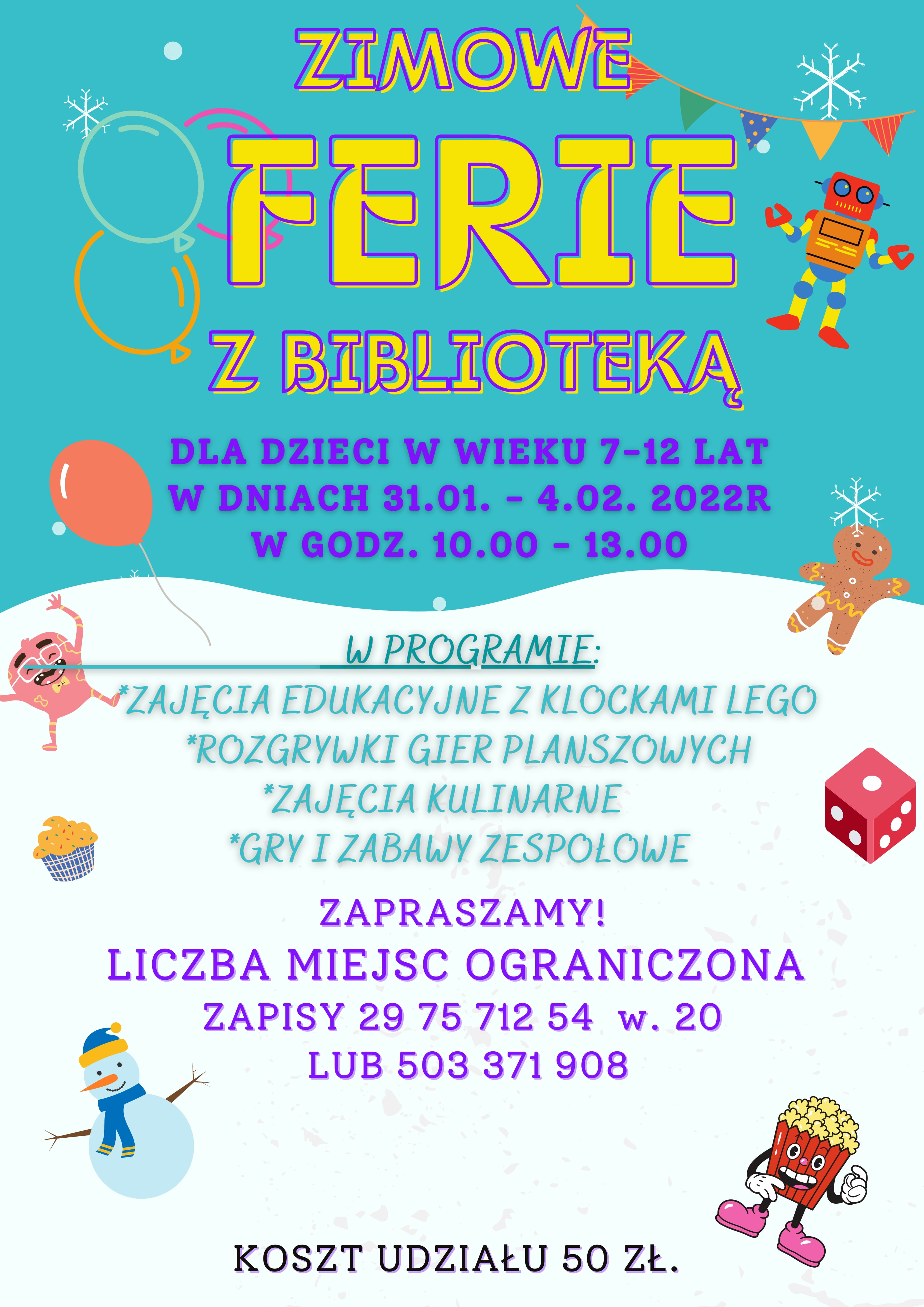 Zimowe ferie z biblioteką