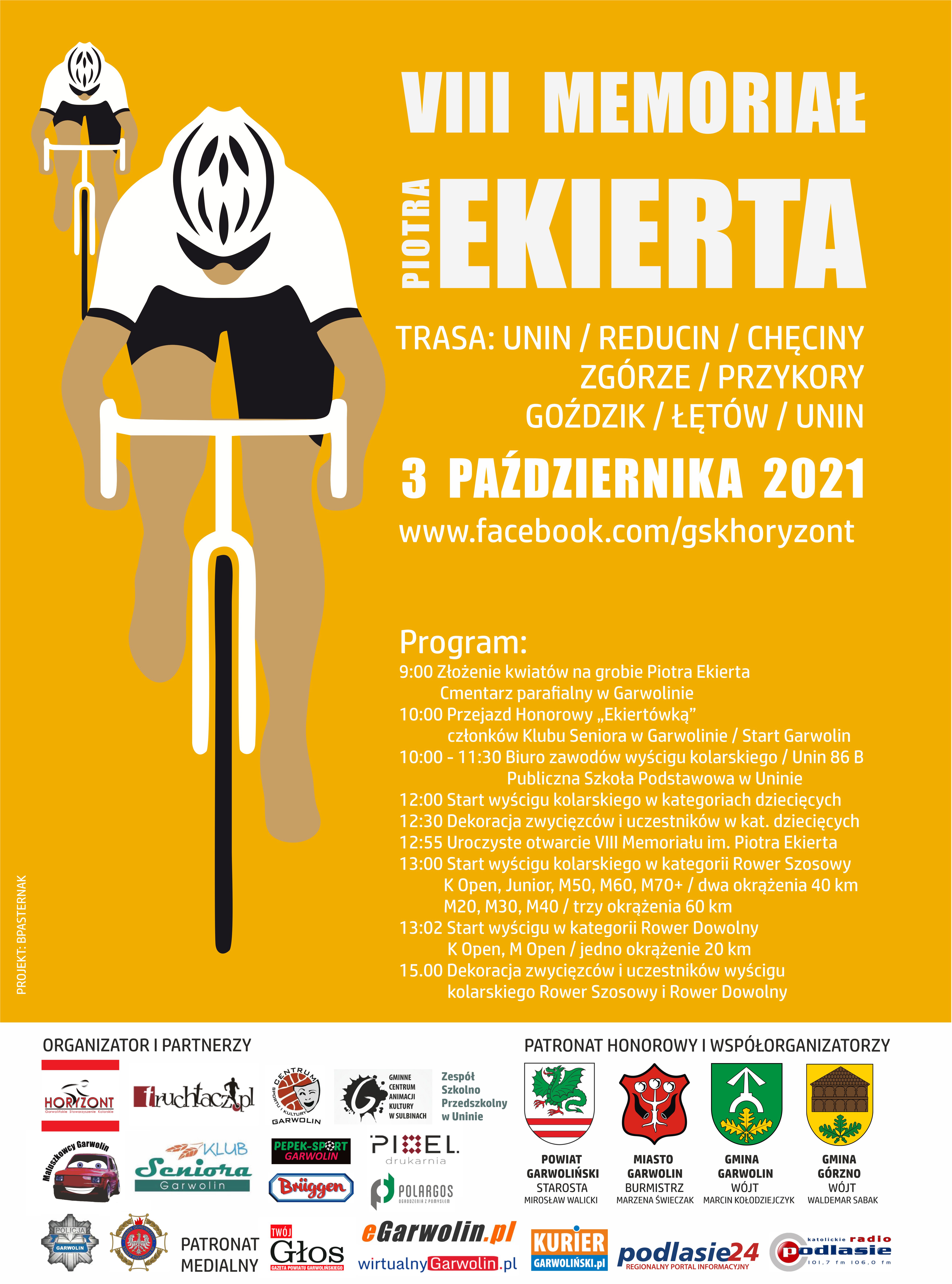 Plakat - VIII Memoriał kolarski Piotra Ekierta - 3.10.2021
