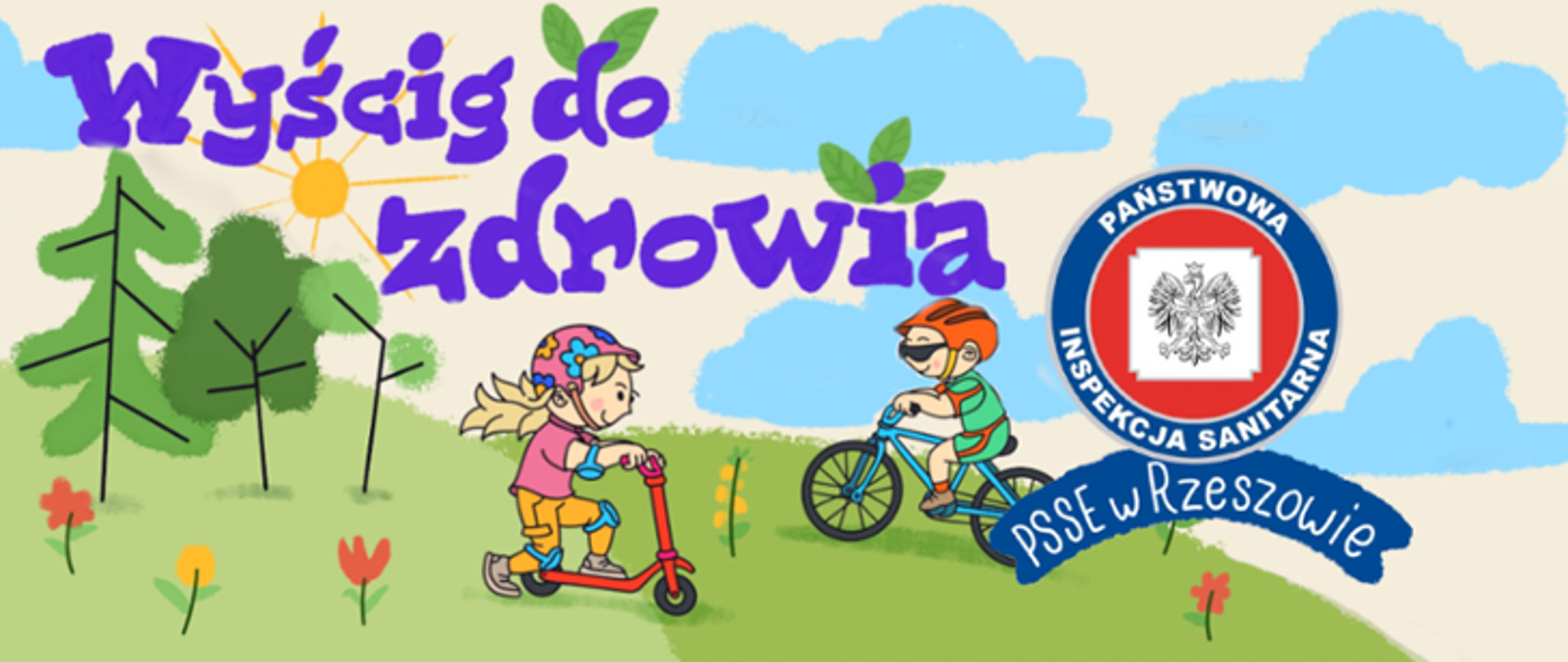 Plakat kampanii "Wyścig do zdrowia" PSSE w Rzeszowie