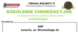Szkolenie chemizacyjne dla rolników Gminy Lutocin