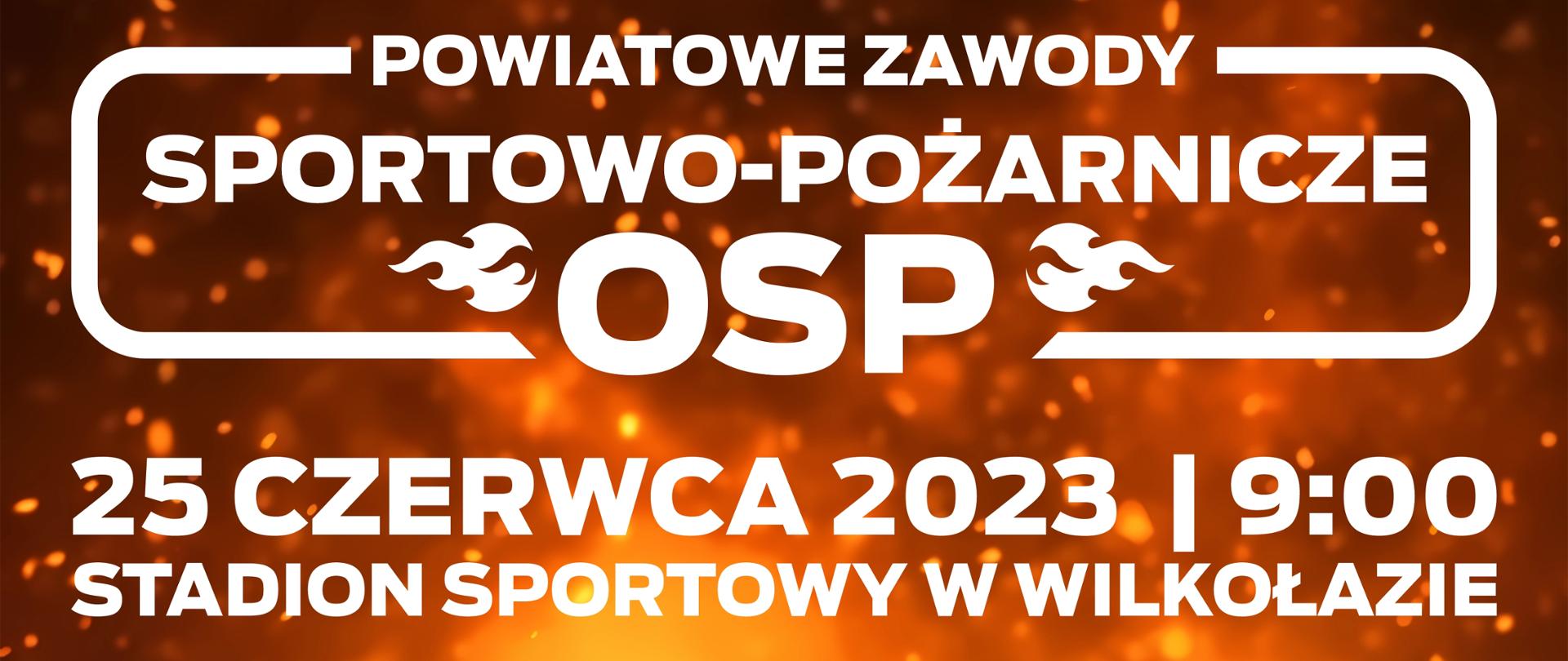 Plakat zapraszający na zawody sportowo-pożarnicze w Wilkołazie