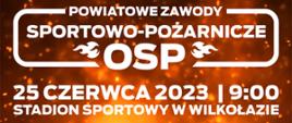 Plakat zapraszający na zawody sportowo-pożarnicze w Wilkołazie